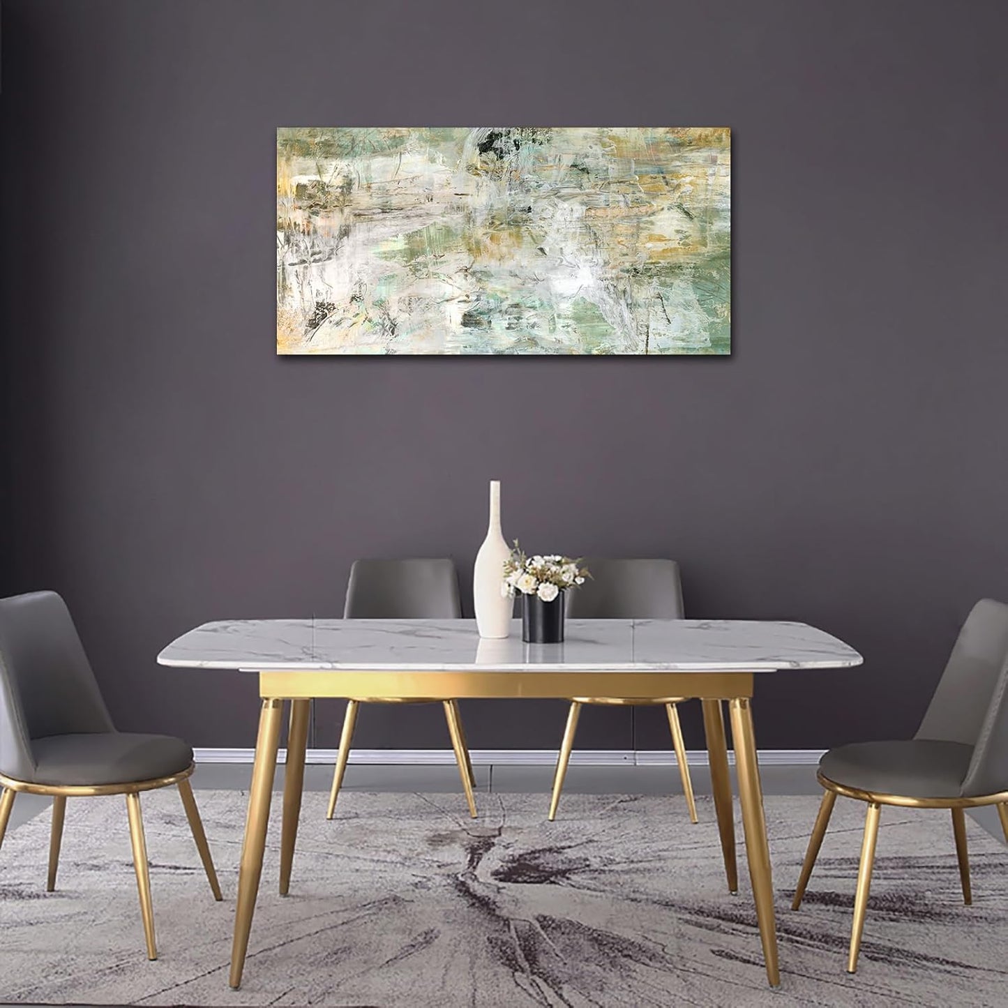 NINEASO Brown Green Abstract Wall Art - Unearthed World Abstract Canvas Pictures for Wall Decor Modern Abstract Canvas Painting Artwork for Living Room Bedroom Home Office Wall Decorations 20" x 40"