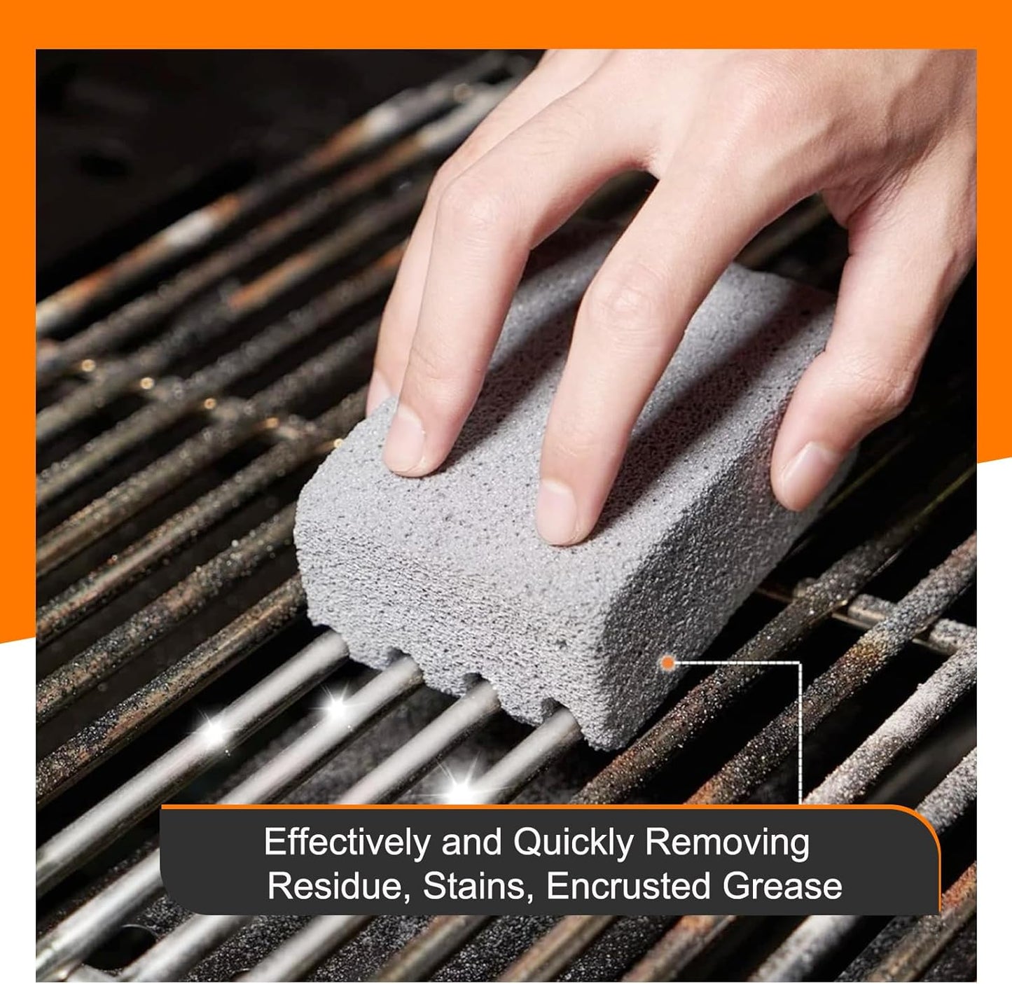 Heavy Duty Grill Cleaner for Blackstone - Grill Cleaning Brick with Handle, Griddle Pumice Stone for Cleaning BBQ Grill, Swimming Pool, Sink (4 Pack)