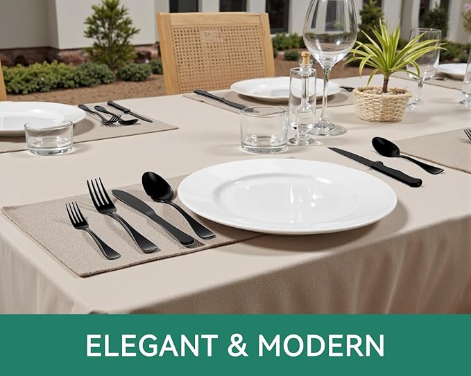 49-Piece Black Silverware Set with Organizer, Stainless Steel Flatware Set for 8 with Drawer Tray, Cutlery Steak Knives Fork Spoon for Home Restaurant, Mirror Finish, Dishwasher Safe