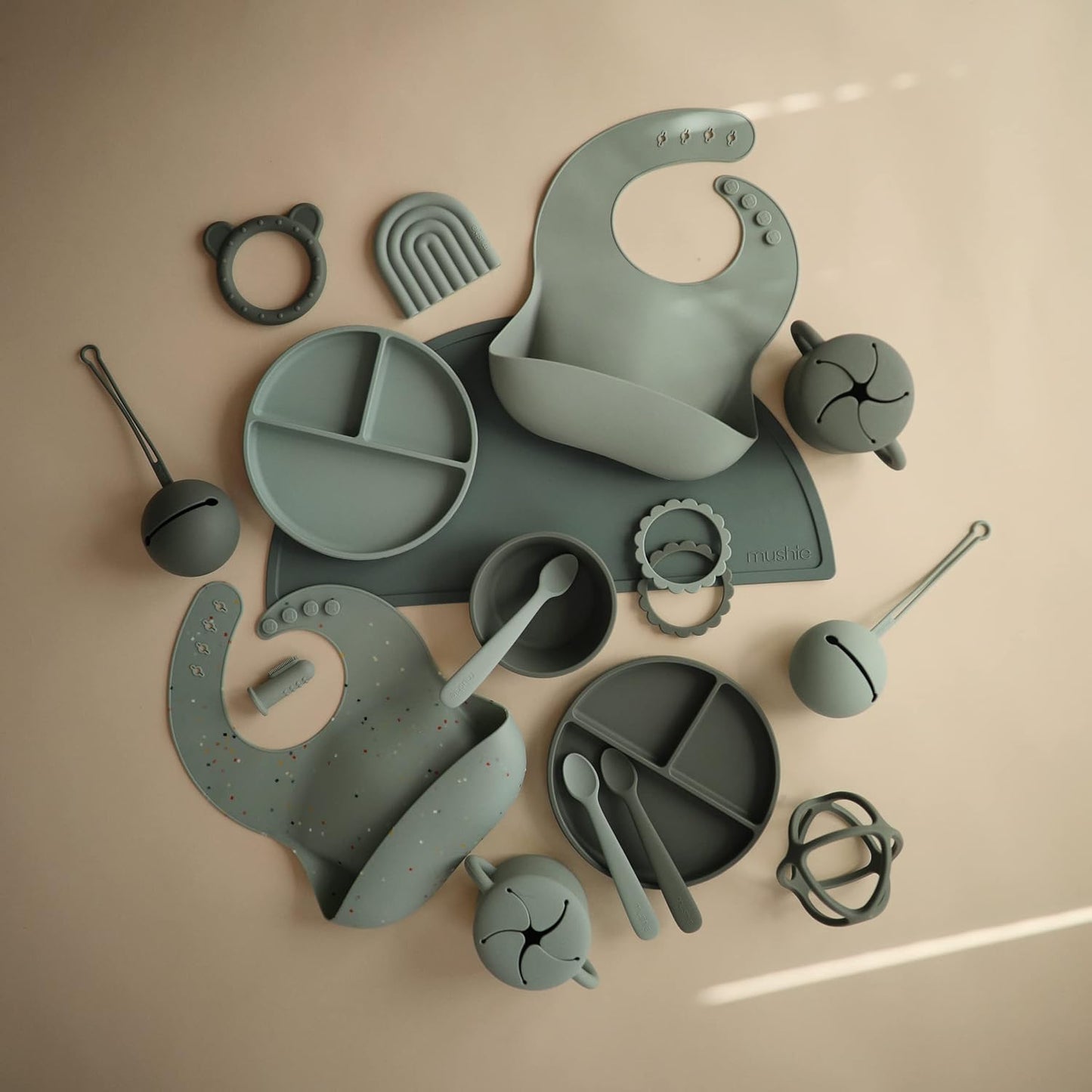 mushie Silicone Snack Cup | Spill Proof Food Container for Toddler and Baby (Dried Thyme)