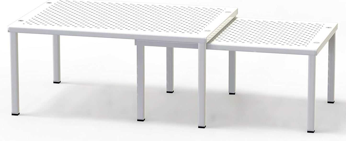 Simple Houseware Expandable Stackable Kitchen Counter Shelf Organizer, White, Metal Top, 11.25"L x 7.9"W x 5.4"H
