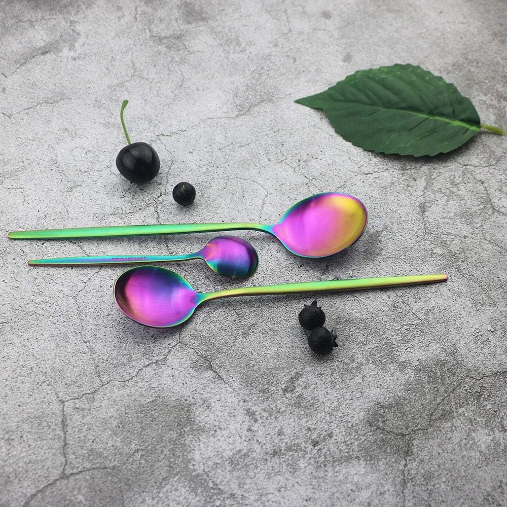 JASHII Silverware Set, 36 Piece Food Grade Stainless Steel Flatware Set Fork Spoon Knife Utensils for Daily Use and Party, Service for 6 Anti Rust, Safe in Dishwasher (Matte Rainbow)