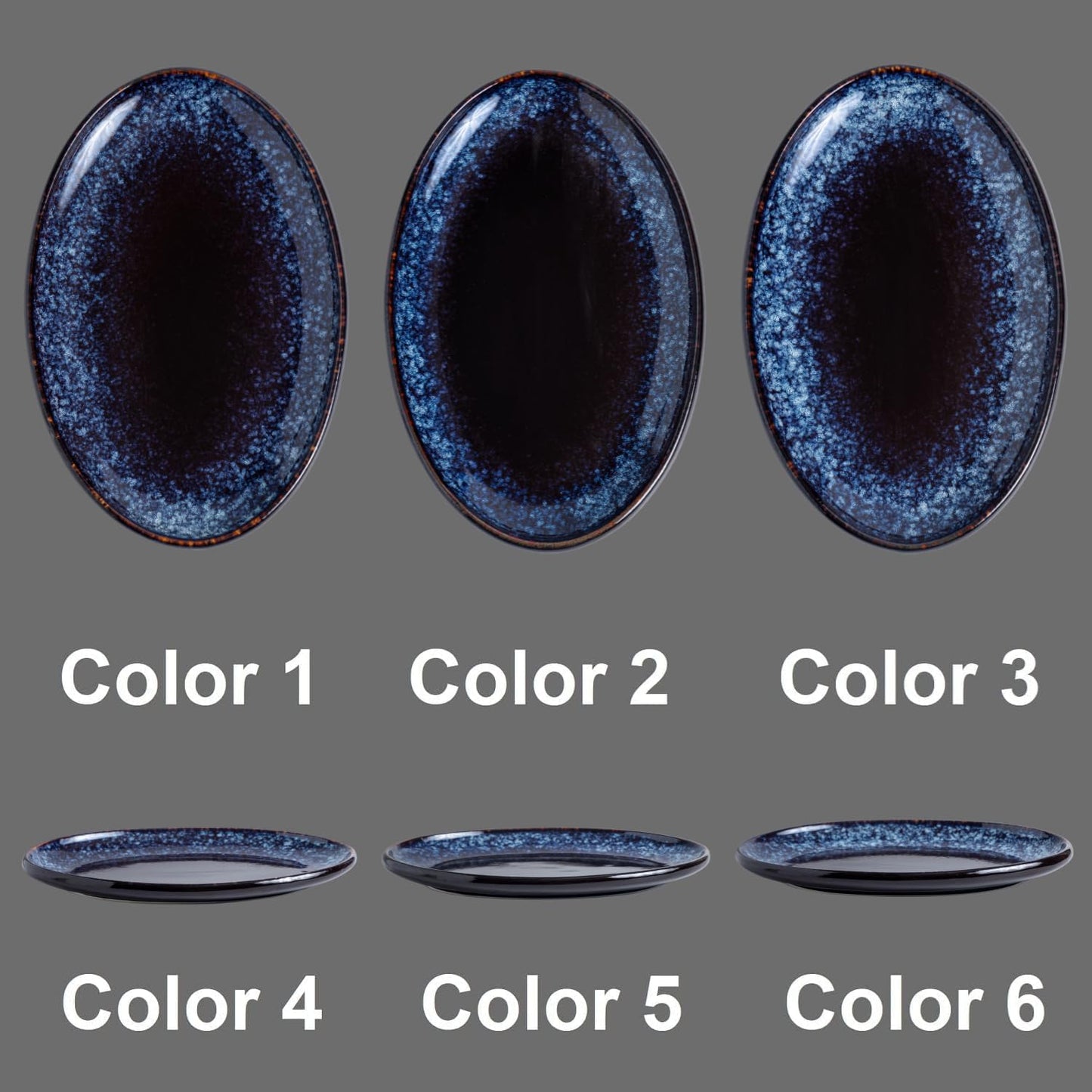 Ceramic Large Serving Platters- Set of 3 Oval Platters for Entertaining. Modern Kitchen Dishes for Dinner, Fruit, Salad, Turkey.Oven, Dishwasher Safe, 15.75"/13.75"/12",Speckled Bluish Purple