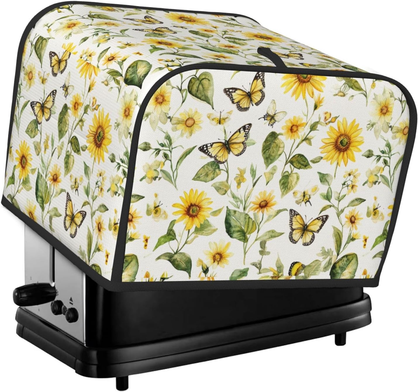 Toaster Cover 4 Slice Watercolor Sunflower Butterfly Kitchen Small Appliance Covers with Pockets Dust and Fingerprint Protection