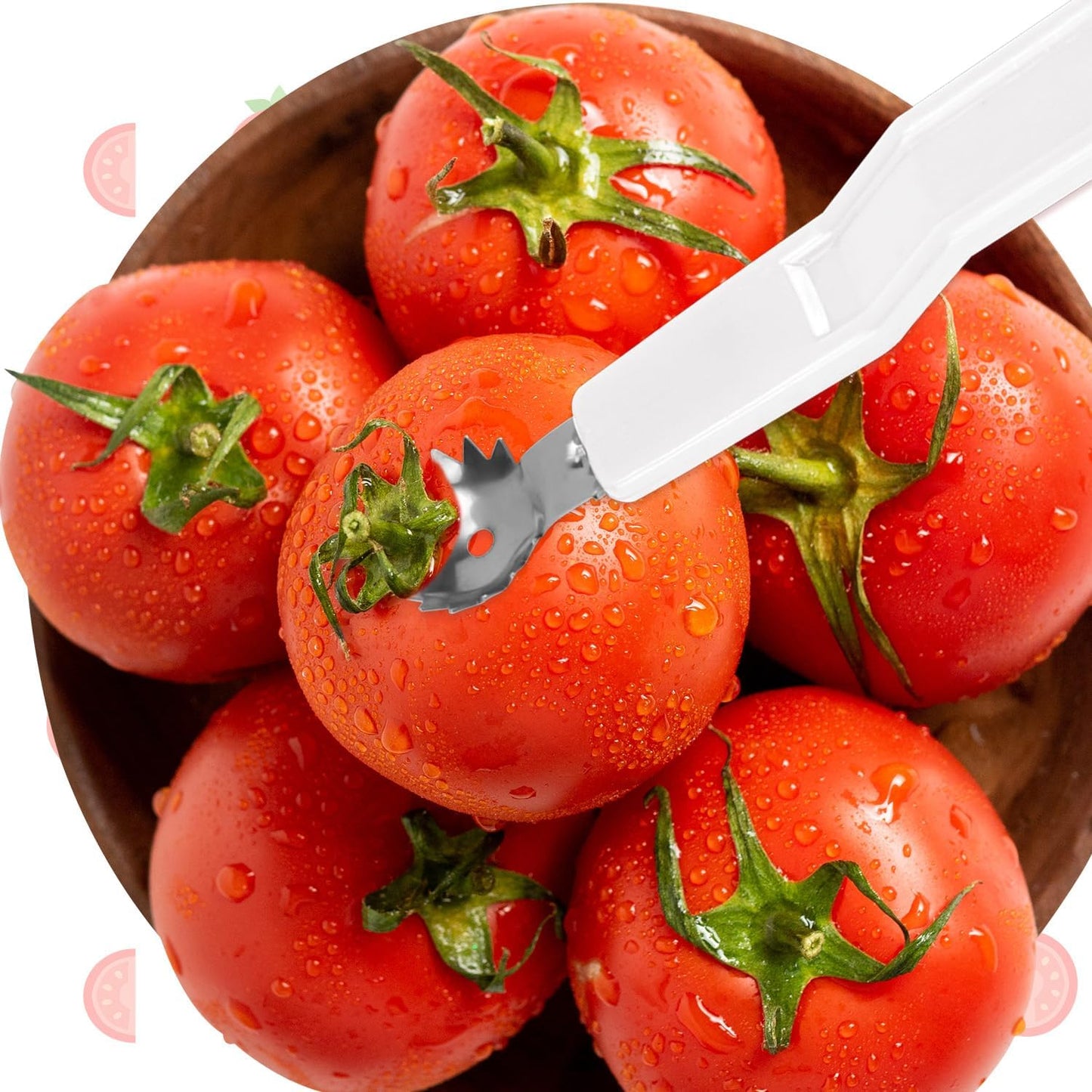 4pcs Stainless Steel Fruit Corer Tool, Tomato Strawberry Huller Vegetable Stem Remover Kitchen Gadget for Easy Fruit Balling (White)