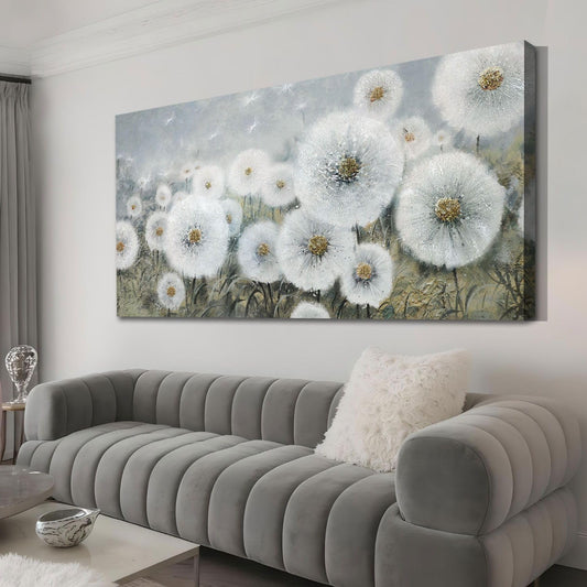 Ardemy Dandelions Wall Art Large Floral Pictures Wall Decor Living Room Flowers Paintings Textured Artwork for Walls Bedroom Bathroom Kitchen Dining Room Home Office, 40"x20"