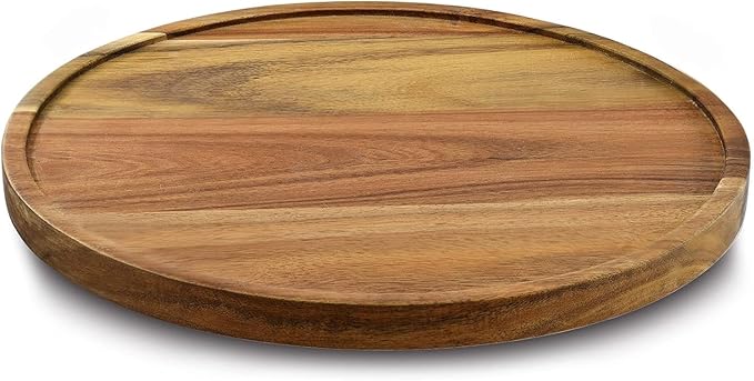 9" Acacia Wood Lazy Susan Organizer Kitchen Turntable for Cabinet Pantry Table Organization