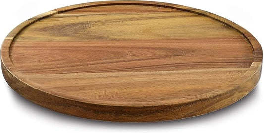 9" Acacia Wood Lazy Susan Organizer Kitchen Turntable for Cabinet Pantry Table Organization