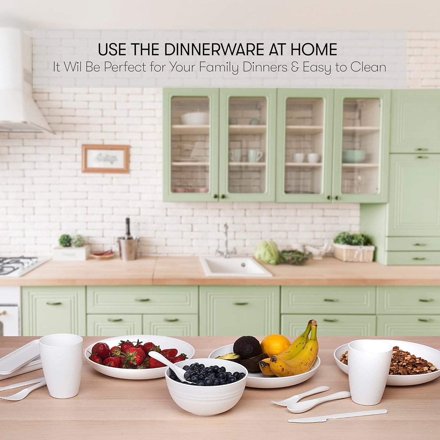 Wheat Straw Dinnerware Sets | Unbreakable Dinnerware Sets | Dishwasher Microwave Safe Dinnerware | Eco Friendly Non Breakable Dinnerware Sets | RV Outdoor Camping (White, Service for 4 (28 pcs))