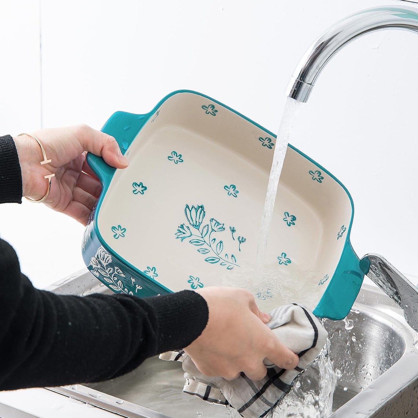 Wisenvoy 9x9 Baking Pan Set, Ceramic, 2-pcs Green, Square, Glazed, Oven, Dishwasher, Microwave, Freezer Safe