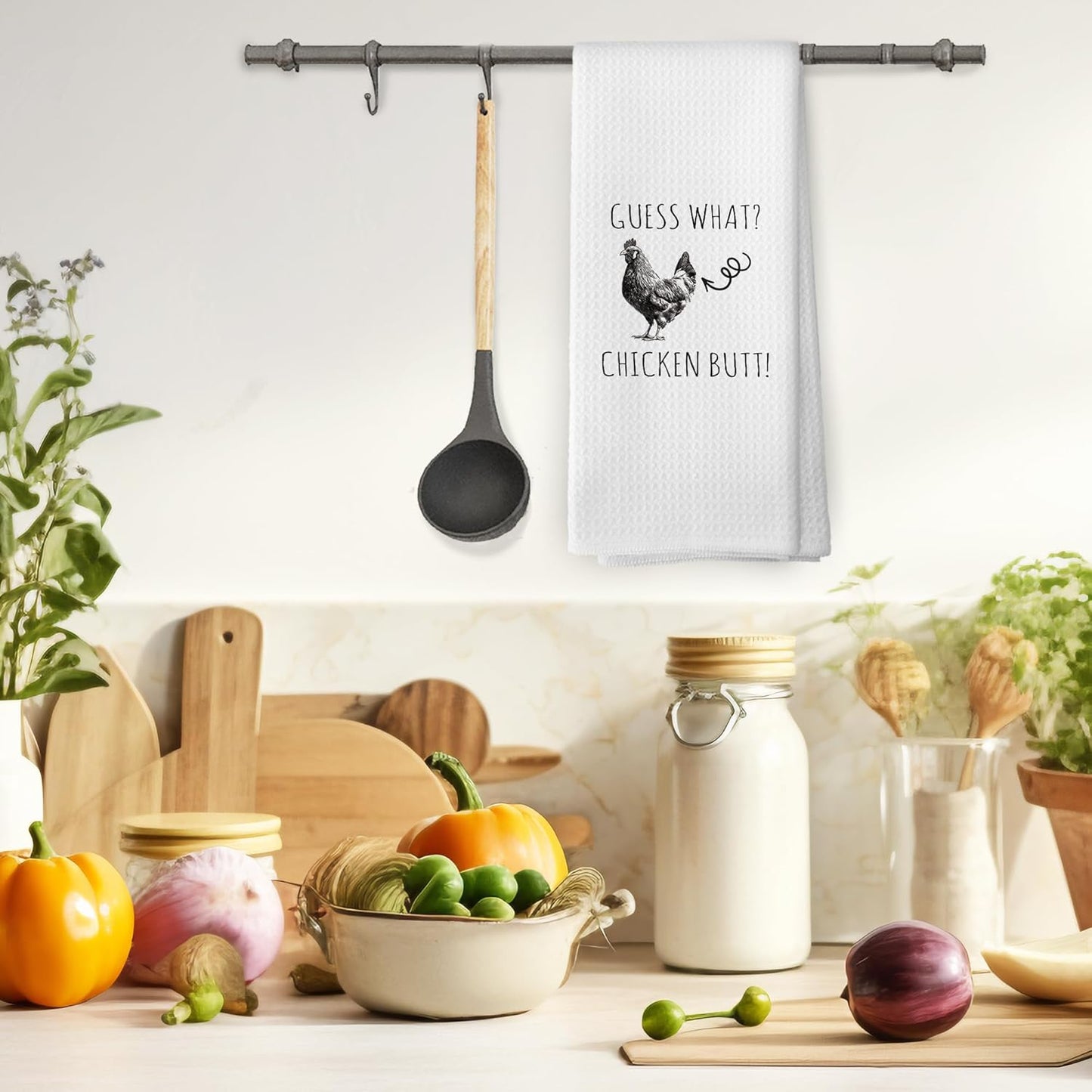 Funny Chicken Gift Kitchen Towels, Gifts for Chicken Lovers, Chicken Hand Towels for Kitchen Bathroom, Funny Chicken Gifts, Guess What Chicken But Decorative Tea Towels Dish Towels 16x24 Inch