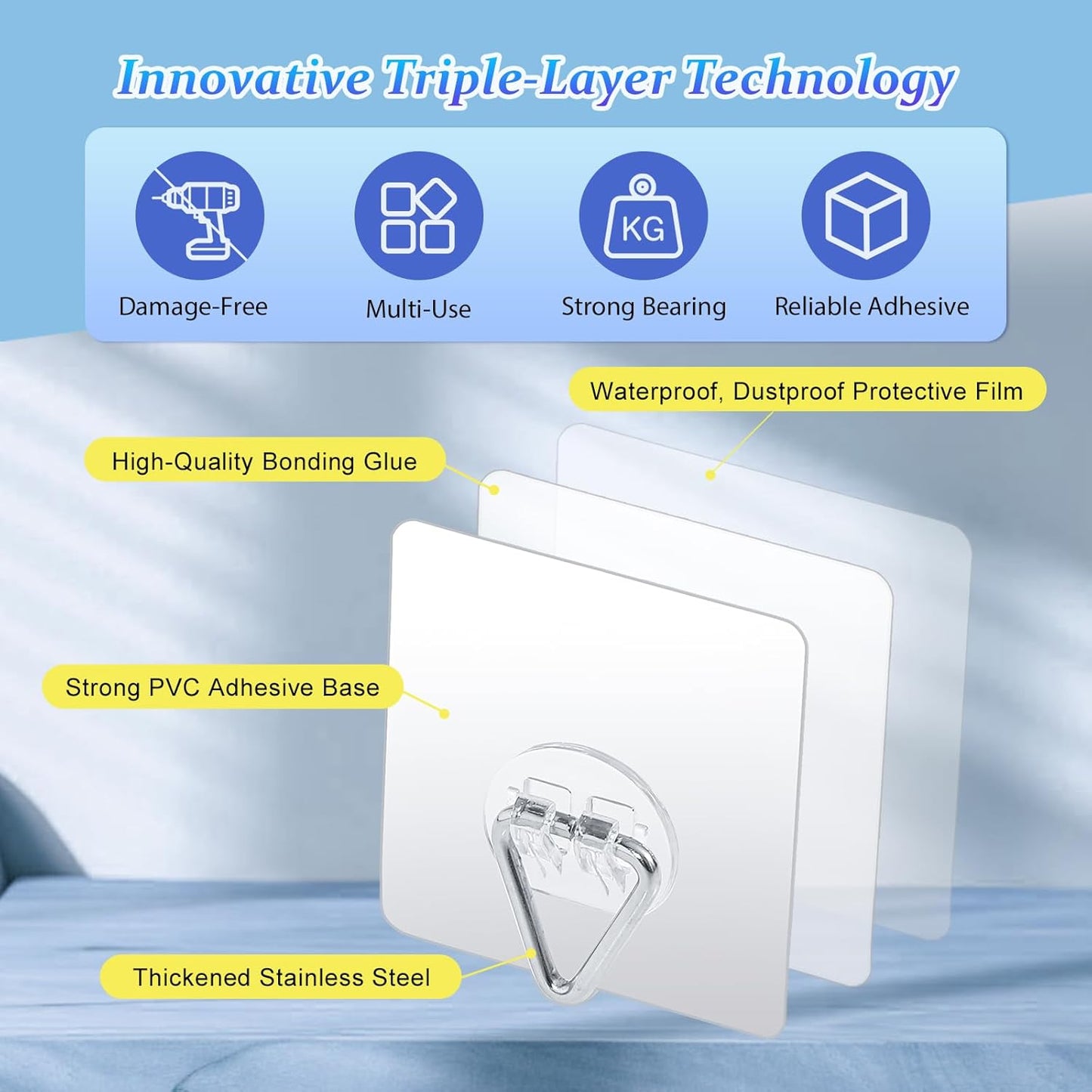 Wall Plate Hangers for Display - Invisible Adhesive Picture Hangers for Wall - Ideal for Hanging Decorative Plates | Photo Frames | Paintings - 2.3 Inch