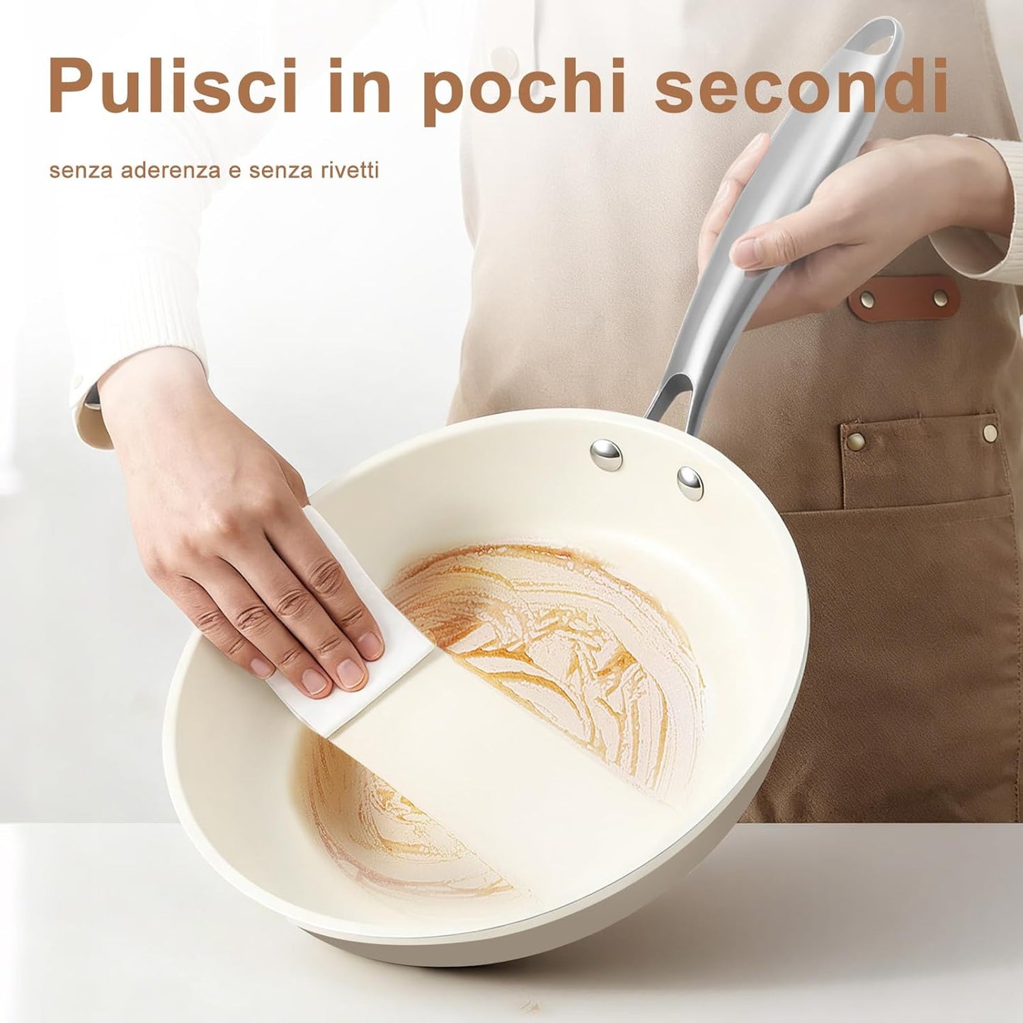 8.5 Inch Ceramic Nonstick Frying Pan Skillet - PFAS-Free, Non-Toxic, Oven Safe & Induction Ready, Aluminum Cookware with Stainless Steel Handle