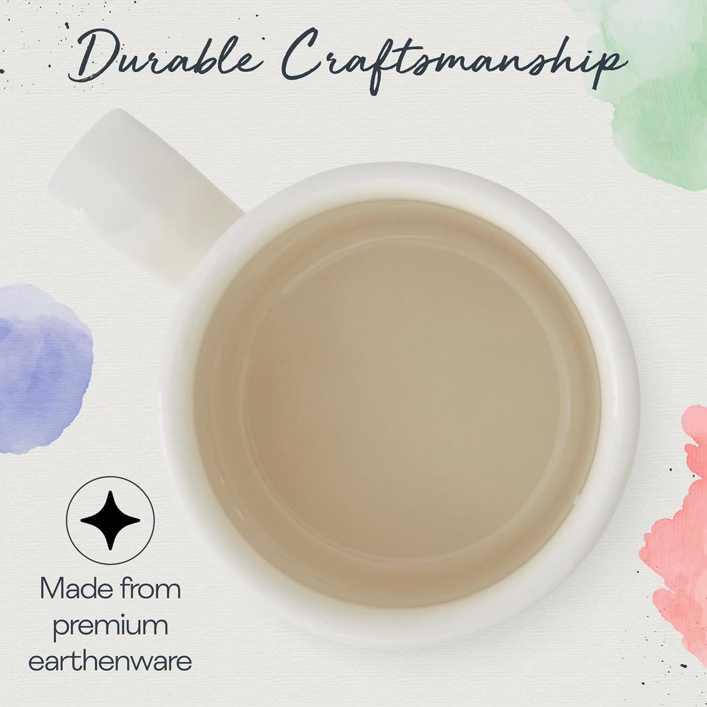 Portmeirion Potter's Stripe Breakfast Mug (Set of 4) - 9oz White Ceramic Mugs with Black Stripe Pattern - Microwave, Dishwasher, Freezer Safe Earthenware Mugs for Tea & Coffee Lovers (Black)