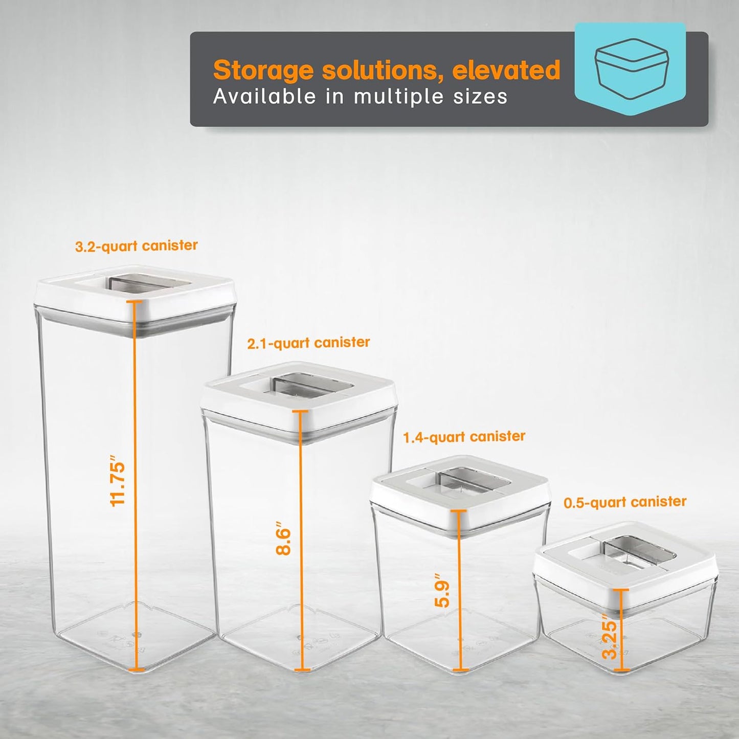 Polder Airtight Canister, BPA-Free Plastic, Stackable Storage Canister, Food Storage Container, for Kitchen Organization and Storage, 0.5-Quart