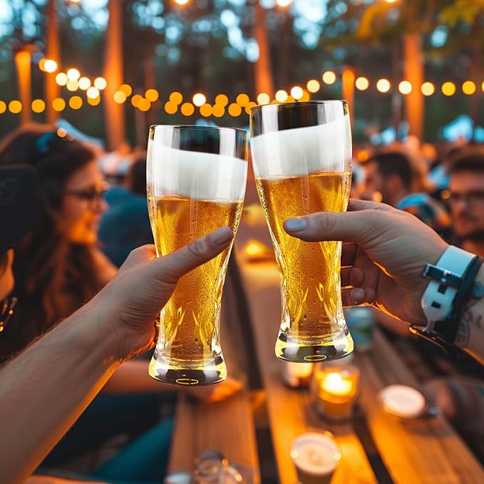 Beer Glasses Set of 2,17 oz Glasses Drinking Set, Craft Beer Glasses for Freezer Supply Aroma Retention, Tall Beer Cups, Mugs and Glassware Gifts for Men