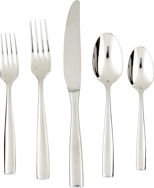 Fortessa Lucca 18/10 Stainless Steel Flatware, 5 Piece Place Setting, Service for 1
