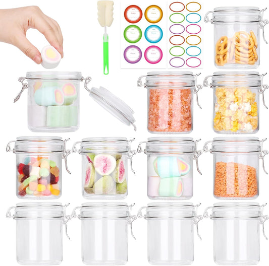 AuroTrends 8oz Glass Jars with Airtight Lid 12pcs with Leak Proof Rubber Gasket, 8 oz glass jars with lids- Featuring Clear Preserving Seal & Wire Clip Fastening for Kitchen Canning and Food Storage