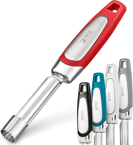 Orblue Premium Apple Corer Tool - Durable Stainless Steel Fruit Core Extractor Tool - Apple Corer Remover, Red