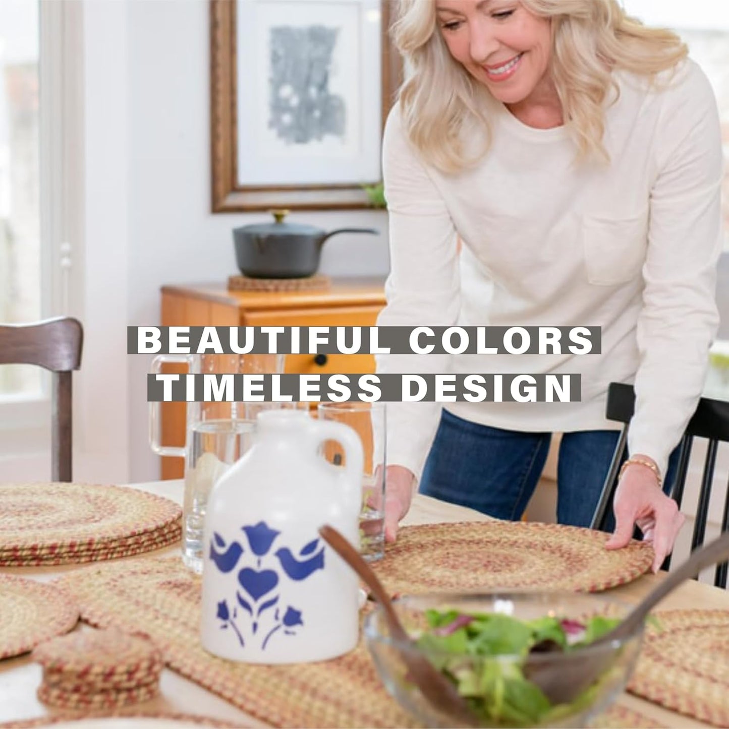 Harvest Braided Oval Table Runner, Warm Country Decor, Multicolor 11x36 - Jute Dining Table Accessories - Rich Colors, Easy to Clean, Durable and Protects Furniture