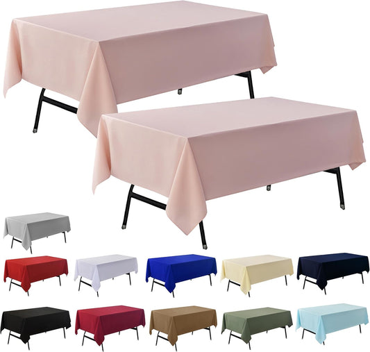 2-Pack 60x60 inch Dusty Pink Table Cloths, Solid Stain and Wrinkle Resistant Tablecloth, Premium Plain Weave Polyester Fabric Rectangle Table Linen Covers for Hotel, Banquet