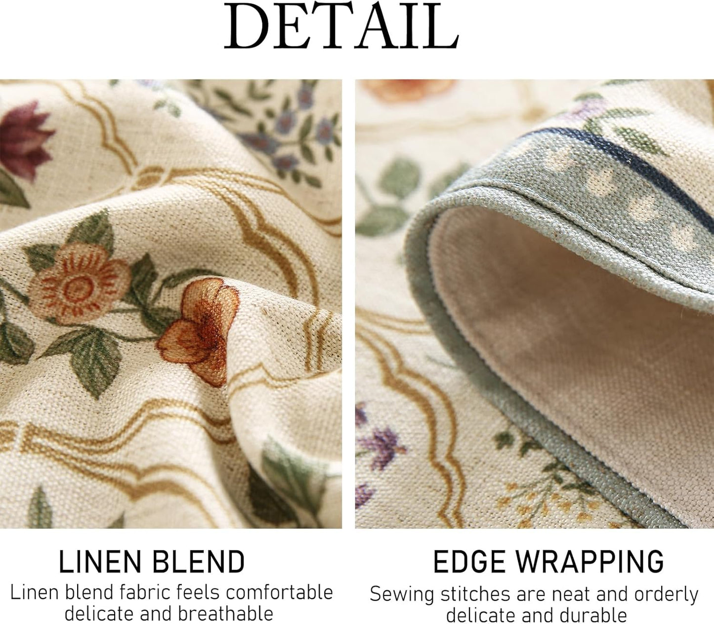 ISAENNE Designer Vintage Elegant Linen Table Runner 118 Inches Extra Long,Colorful Wildflower Pattern Runner,Decor Table Runners for Dining Tables,Thanksgiving,Christmas,12"*118"-Serenity B