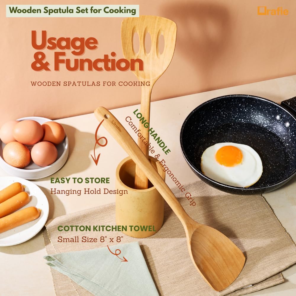 Wooden Spatula Set for Cooking (2 Pcs) – Spatulas for Kitchen Use, Solid & Slotted