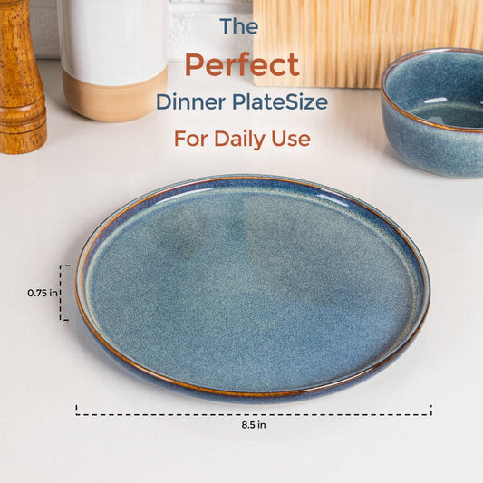 AmorArc Ceramic Plates Set of 6, 8.5 Inch Reactive Glaze Stoneware, Dessert, Salad, Appetizer, Small Dinner Plates, Microwave, Dishwasher Safe, Scratch Resistant Dishes Set for Kitchen