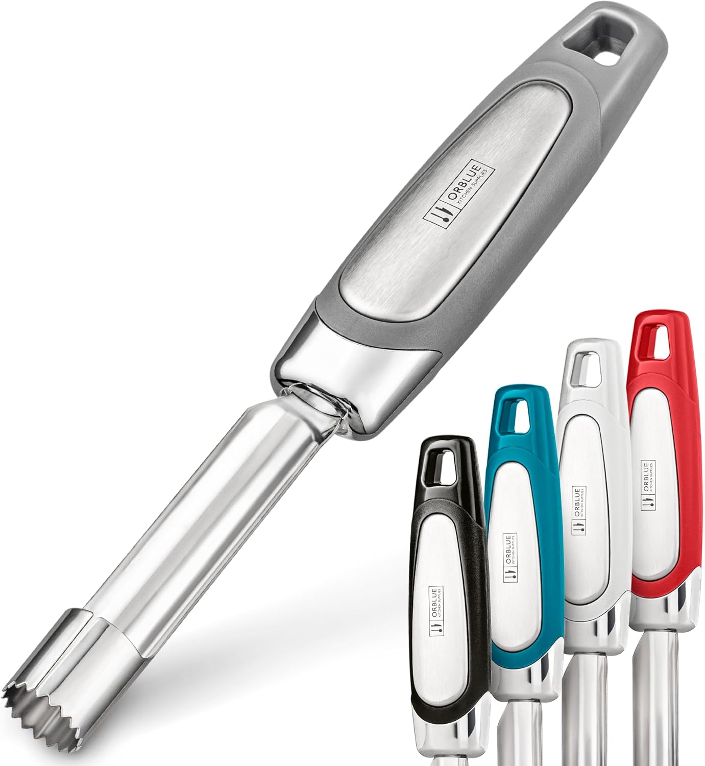 Orblue Premium Apple Corer Tool - Durable Stainless Steel Fruit Core Extractor Tool - Apple Corer Remover, Gray