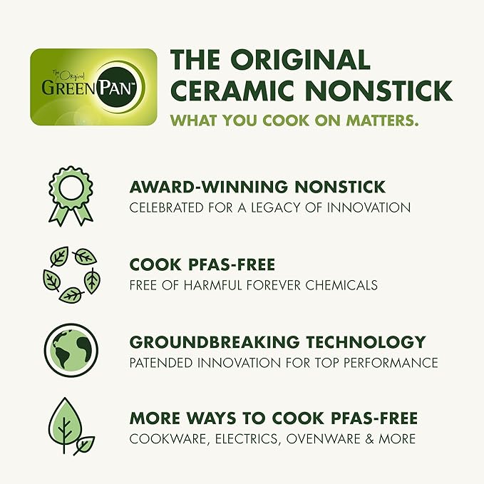 GreenPan Premiere Ovenware Healthy Ceramic Nonstick 8" Square Cake Baking Pan, Cast Aluminum Bakeware, Warp-Free, Oven and Broiler safe to 600F, Dishwasher Safe, PFAS-Free, Gray