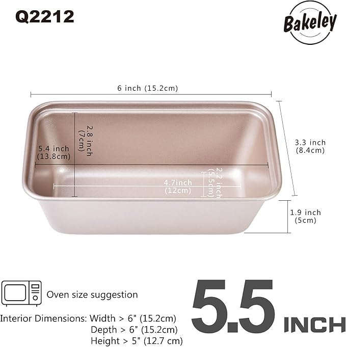 Mini Loaf Pan Set, 4Pcs 5.5-Inch Non-Stick Rectangle Bread and Cake Bakeware for Oven and Instant Pot Baking (Champagne Gold)