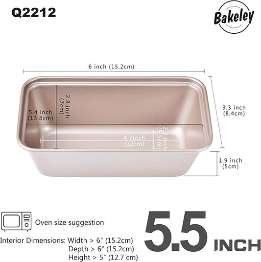 Mini Loaf Pan Set, 4Pcs 5.5-Inch Non-Stick Rectangle Bread and Cake Bakeware for Oven and Instant Pot Baking (Champagne Gold)