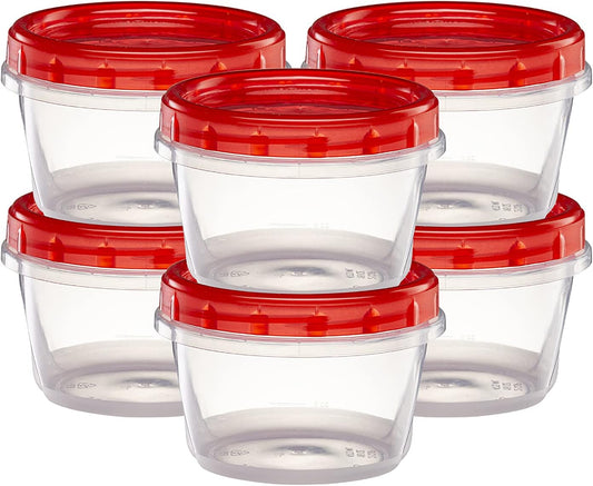 (16 Ounce 20 Pack) Twist cap Containers Clear Bottom With Red Top Screw on Lids Twist Top Food Storage Freezer Containers