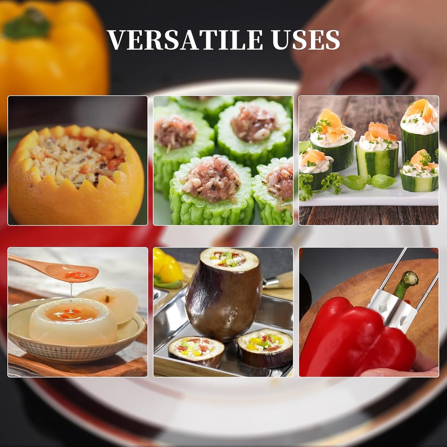 3 PCS Bell Pepper Corer, Multifunctional Fruit and Vegetable Core Remover, Stainless Steel Apple Corer Remover, Reusable Kitchen Gadget, Easy to Clean