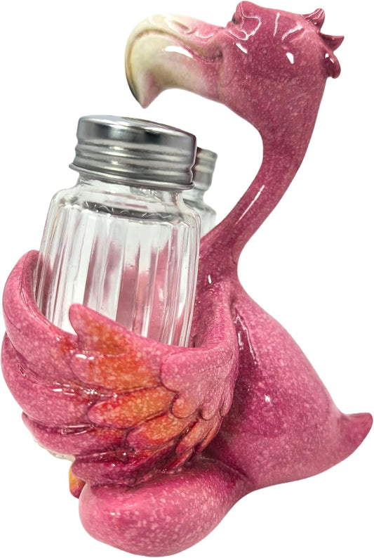 Decorative Flamingo Salt and Pepper Shaker Holder, Coastal Kitchen Decor (Flamingo)