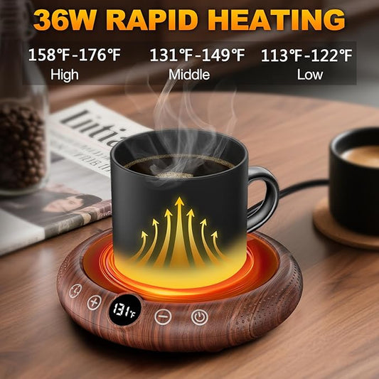 Mug Warmer, 36W Coffee Cup Warmer for Desk with Temperature Display 8-Temp Settings Controlled Heating Coffee Candle Warmer Plate for Beverage Gifts Accessories for Women Men (No Mug)