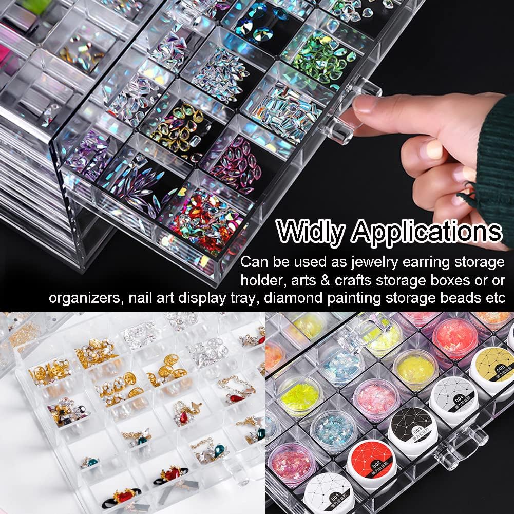 Earring Storage Box Organizer, Acrylic Jewelry Storage Box Holder 5 Drawers Transparent Jewelry Display Stand with 120 Small Compartments Gift Boxes for Women Girls (Clear)