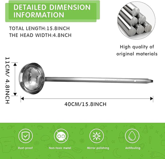meekoo 3 Pieces Stainless Steel Ladle Soup Handle Ladle with Pouring Rim for Kitchen Cooking Soup Sauce(10 oz)