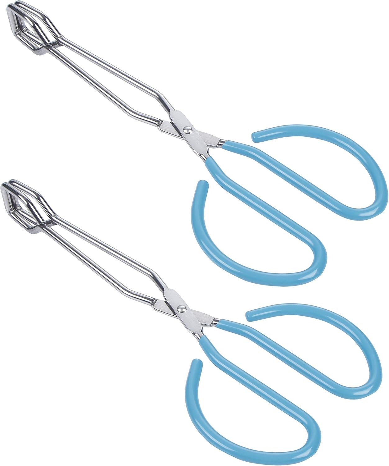 10-Inch Stainless Steel Scissor Tongs, MSY BIGSUNNY Kitchen Food Tongs with Non-slip, Comfort-Grip Handle, Heavy Duty Cooking Tongs - 2 Pack, (Blue)