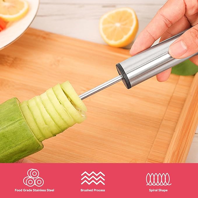 Vegetable Corer Drill, Stainless Steel Vegetable Drill Fruit Corer Veggie Spiralizer with 4 Sizes Vegetable Spinner for Zucchini Potato Corer Tool Remover Kitchen Tool