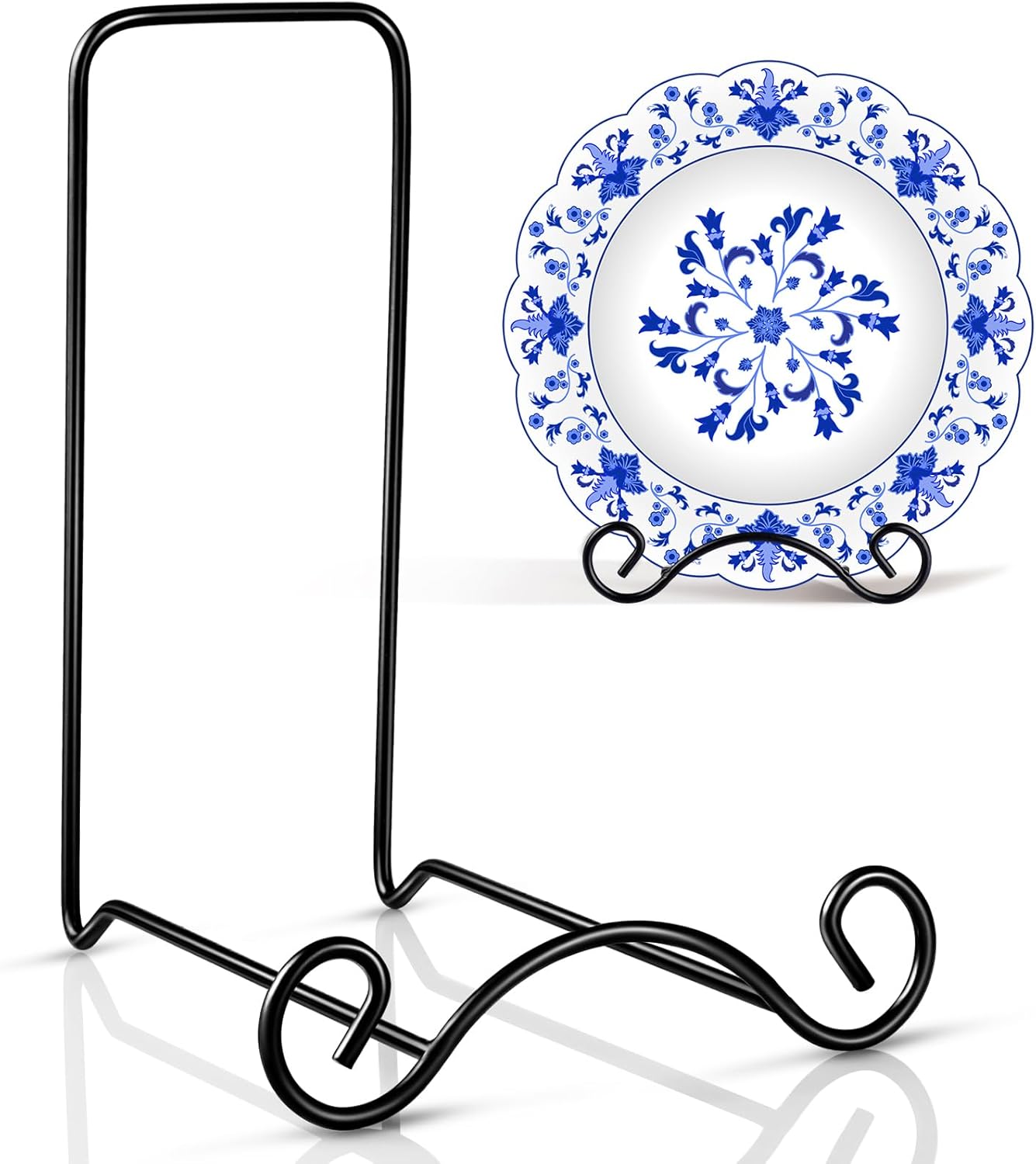 Baderke Wrought Iron Bowl Deep Platter Stand Detachable Metal Scroll Display Rack Easel Metal Bowl Display Stand Decorative Holder Dish Picture Easel(Black,1 Pcs)