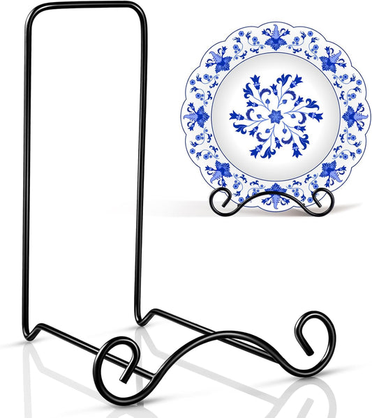 Baderke Wrought Iron Bowl Deep Platter Stand Detachable Metal Scroll Display Rack Easel Metal Bowl Display Stand Decorative Holder Dish Picture Easel(Black,1 Pcs)