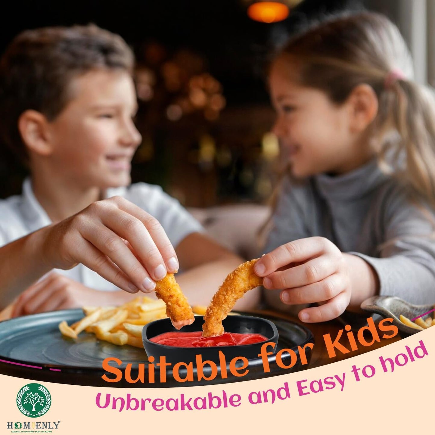 Homienly Soy Sauce Dishes,Wheat Straw Small Bowls Set of 6-4.5 OZ Small Dessert Bowls,Unbreakable Dipping Bowls,Dipping Sauce Cups,Mini Prep Bowls, Dip Bowls for Side Dish - Black