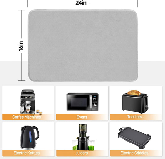 Heat Resistant Mats for Countertop - Firproof 16x24 in Heat Resistant Mats for Air Fryer - Kitchen Countertop Protector for Air Fryer, Coffee Maker, Stand Mixer, Toaster, Oven 2PCS - Grey