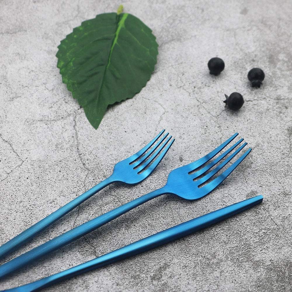 JASHII Silverware Set, 36 Piece Food Grade Stainless Steel Flatware Set Fork Spoon Knife Utensils for Daily Use and Party, Service for 6 Anti Rust, Safe in Dishwasher (Matte Blue)