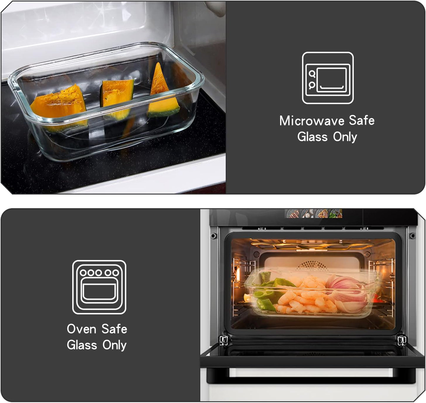 UMEIED 10 Pack Glass Food Storage Containers with Lids Leakproof, Airtight Glass Meal Prep Containers For Lunch, On The Go, Leftover, Dishwasher Safe