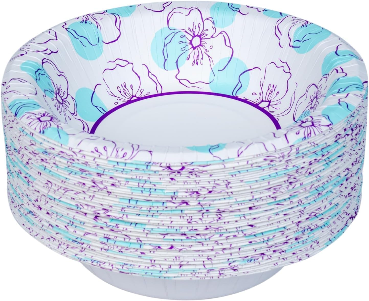 Glad Round Disposable Paper Bowls, Blue Flower Design - Heavy Duty, Soak Proof, Cut-Resistant, Microwavable Bowl for All Foods & Daily Use, 16 Oz, 50 Count - 6 Pack
