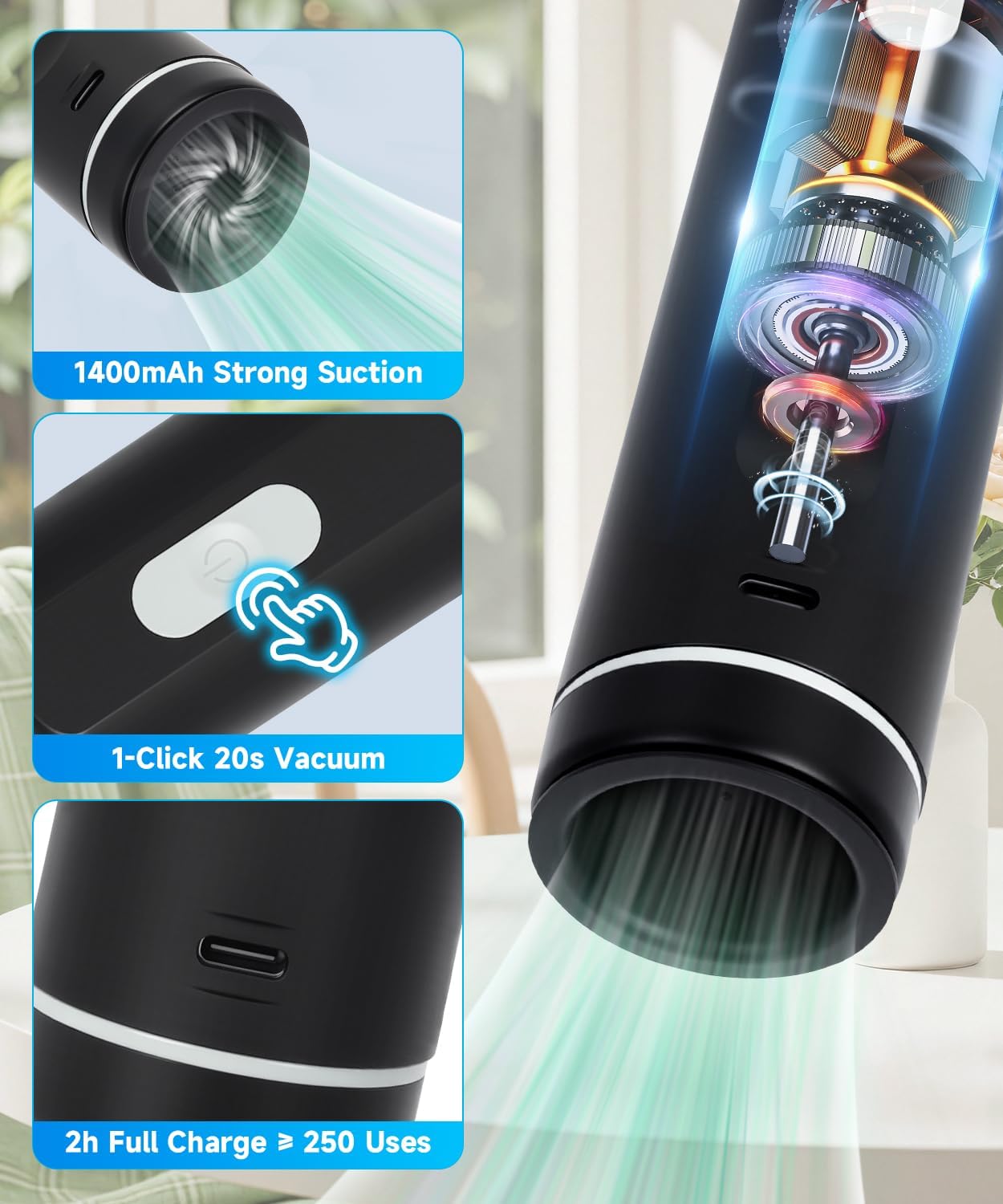 Handheld Vacuum Sealer for Food, Compact Vacuum Sealer Machine with 30pcs Reusable Vacuum Bags, Portable Cordless Save Food Kit with 10S+10M+10L, Food Storage for Freezer, Black