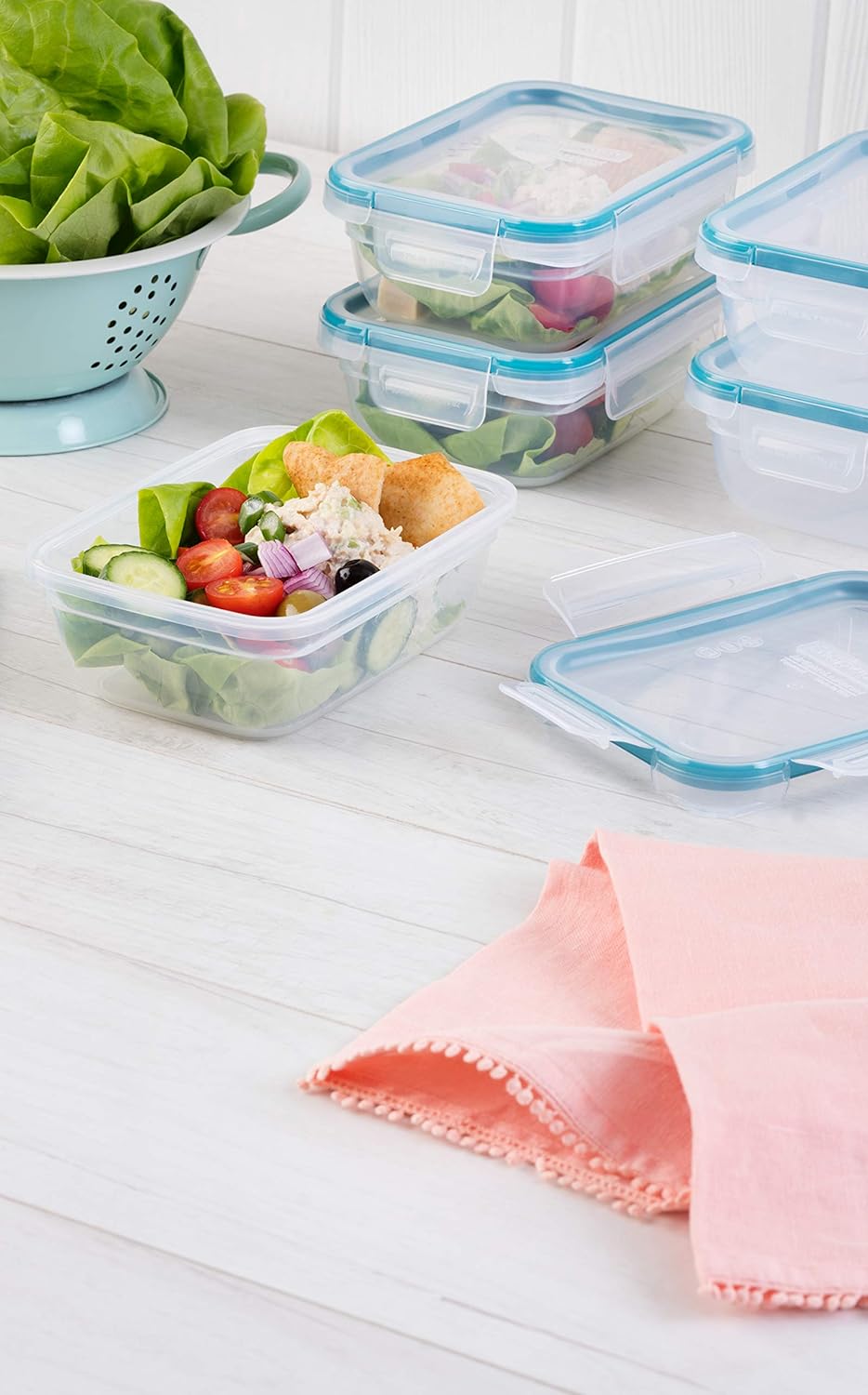 Snapware Total Solution 5-Pack (3-Cup) Plastic Food Storage Containers Set, Leakproof & Airtight Locking Lids Rectangular Tupperware, Non-Toxic BPA-Free Lids, Microwave Dishwasher Freezer Safe