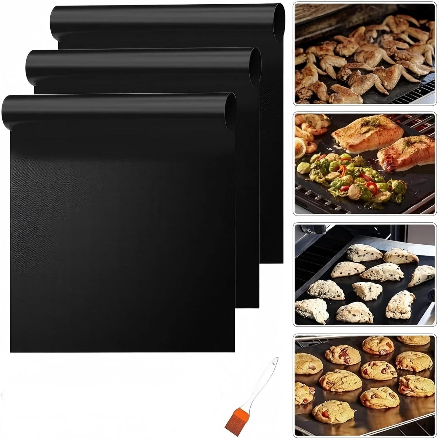 Oven Liners for Bottom of Oven, 3 Pack Large 17"x 25" Thick Heavy Duty Non Stick Oven Liners for Bottom of Electric Oven Gas Oven Toaster Oven Microwave Stove Grill, BPA and PFOA Free